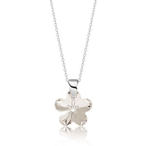 Montebello Ketting Flower BZ96 -925 Zilver Gerhod. - Swarovski - Ø14mm - 45cm