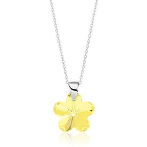 Montebello Ketting Flower BZ94 - 925 Zilver Gerhod. - Swarovski - Ø14mm - 40cm