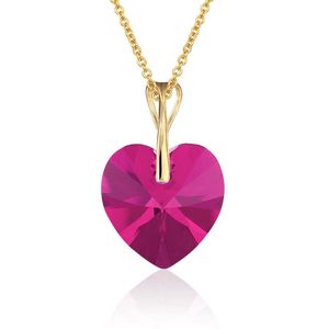 Montebello Ketting Pim HG99 - Swarovski Hart - 925 Zilver Verguld - Ø14mm - 50cm