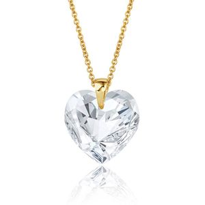 Montebello Ketting Fleur HG53 - Swarovski Hart - 925 Zilver Verguld - Ø14mm - 45cm