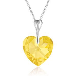Montebello Ketting Pim HZ52 - Swarovski Hart - 925 Zilver Gerhod. - Ø14mm - 45cm