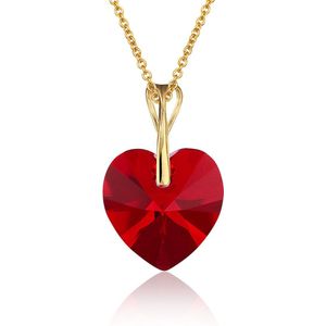 Montebello Ketting Pim HG56 - Swarovski Hart - 925 Zilver Verguld - Ø14mm - 45cm