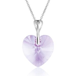 Montebello Ketting Pim HZ58 - Swarovski Hart - 925 Zilver Gerhod. - Ø14mm - 45cm