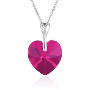 Montebello Ketting Pim HZ99 - Swarovski Hart - 925 Zilver Gerhod. - Ø14mm - 45cm