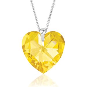 Montebello Ketting Daisy HZ102 - Swarovski Hart - 925 Zilver Gerhod. - Ø18mm - 50cm