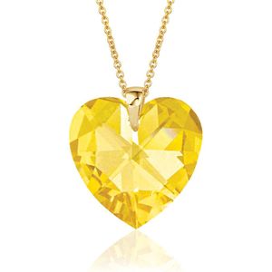 Montebello Ketting Daisy HG102 - Swarovski Hart - 925 Zilver Verguld - Ø18mm - 45cm