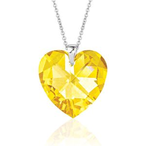 Montebello Ketting Daisy HZ104 - Swarovski Hart - 925 Zilver Gerhod. - Ø18mm - 45cm