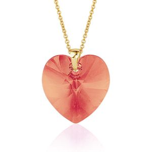 Montebello Ketting Daisy HG105 - Swarovski® Hart - 925 Zilver Verguld - Ø18mm - 50cm