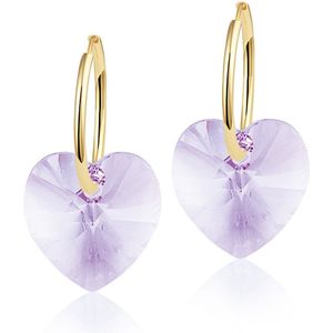 Montebello Oorbellen Alicia HG58 - Swarovski Hart - 925 Zilver Verguld - Ø14mm - 24mm