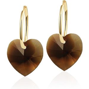 Montebello Oorbellen Alicia HG59 - Swarovski Hart - 925 Zilver Verguld - Ø14mm - 24mm