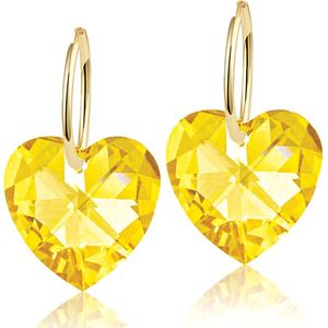 Montebello Oorbellen Delfin HG104 - Swarovski® Hart - 925 Zilver Verguld - Ø18mm - 28mm