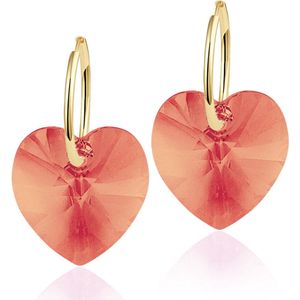 Montebello Oorbellen Delfin HG105 - Swarovski Hart - 925 Zilver Verguld - Ø18mm - 28mm