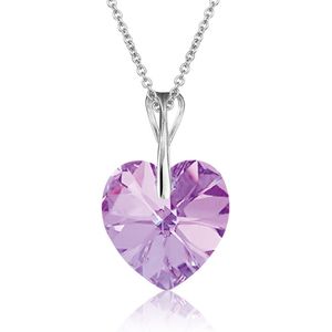 Montebello Ketting Pim HZ116 - Swarovski Hart - 925 Zilver Gerhod. - Ø14mm - 40cm