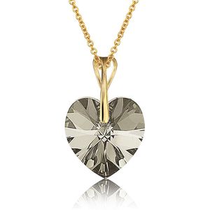 Montebello Ketting Pim HZ110 - Swarovski Hart - 925 Zilver Verguld - Ø14mm - 50cm