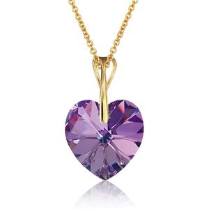Montebello Ketting Pim HZ115 - Swarovski® Hart - 925 Zilver Verguld - Ø14mm - 45cm