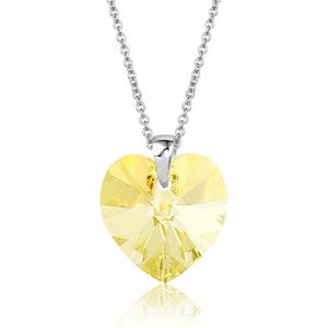 Montebello Ketting Fleur HZ118 - Swarovski Hart - 925 Zilver Gerhod. - Ø14mm - 45cm