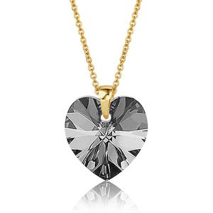 Montebello Ketting Fleur HZ111 - Swarovski Hart - 925 Zilver Verguld - Ø14mm - 50cm