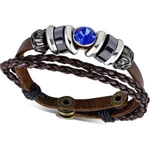 Montebello Armband Stef A - Leer - 316L Staal - Kralen - 15mm - 20-22cm