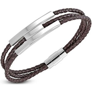 Montebello Armband Calvin E - Leer - 316L Staal - Magnetisch - 9mm - 22cm