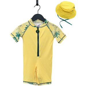 Ducksday – promo set zwempakje met bijpassend zomerhoedje – voor kinderen – UV-werend UPF50+ - Cala – maat 1 jaar