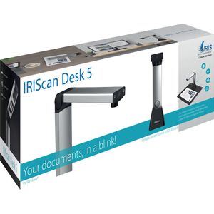 IRIScan Desk 5 : 8MP | 20PPM | Boekscanner| documentscanner | a4 scanner voor kantoor, school, bibliotheek|USB | OCR 138 talen | AI-kromming afvlakken WinMac