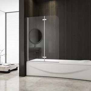 2-delig Draaibaar Inklapbaar Badwand - 90X140cm - Douchewand Vouwdeuren Voor Bad