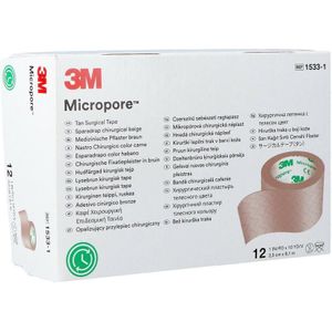3M - Micropore - Hechtpleister - 2,5cm x 9,1m - 12 stuks
