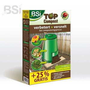 BSI - Top Compost - Versnelt en verbetert composteerproces + geurneutralisator - 100 % Biologisch afbreekbaar - 2 zakjes van 1 kg