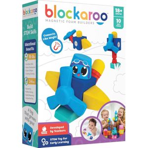 Blockaroo - Vliegtuig Box - Magnetisch Speelgoed - Peuter Speelgoed - Blauw - Schuimrubber