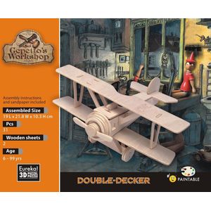 Eureka 3D Puzzel Gepetto's Houten dubbeldekkersvliegtuig - Multiplex