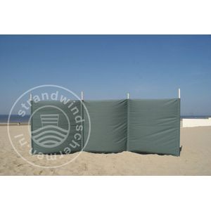 Strand Windscherm 4 meter dralon Effen Grijs met houten stokken