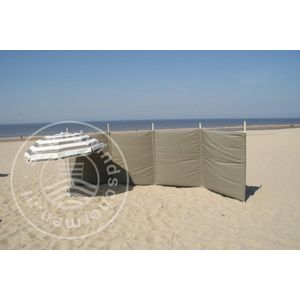 Strand Windscherm 5 meter dralon Effen Taupe met houten stokken