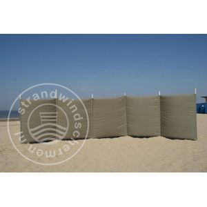 Strand Windscherm 6 meter dralon effen Taupe met houten stokken