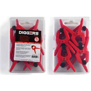 Diggers Tools - Veerklemmen Set - Rood - 8 Klemmen - Klemkracht tot 1,5kg