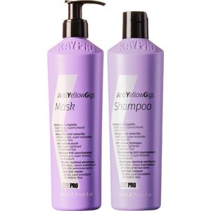 KayPro No Yellow shampoo 350ml & haarmasker 350ml - bundel zilvershampoo en haarmasker - haarverzorging set - Geschenkset - Giftset - voordeelverpakking