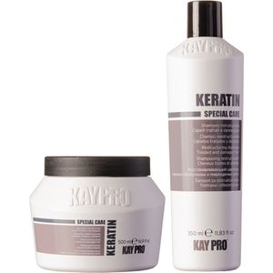KayPro Keratin set shampoo 350ml & haarmasker 500ml - bundel keratinebehandeling shampoo & haarmasker - haarverzorging set - Geschenkset - Giftset - voordeelverpakking - ideaal voor beschadigd haar
