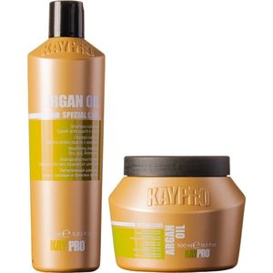KayPro Argan oil set shampoo 350ml & haarmasker 500ml - bundel ideaal voor het verzorgen van droog, dik en beschadigd haar - haarverzorging set - Geschenkset - Giftset - voordeelverpakking