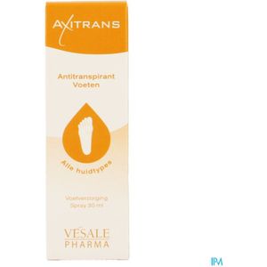 Axitrans Voetspray - Anti Transpirant voetdeodorant tegen zweetvoeten en stinkvoeten, bestrijdt én voorkomt geur, voor alle huidtypes