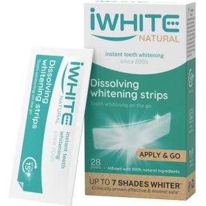 iWhite Oplosbare Tandbleekstrips - 28 Peroxide-vrije Teeth Whitening Strips voor 14 Dagen - Tanden Bleken tot 7 Tinten Witter - Tandbleken Strips voor Witte Tanden - Glazuur Veilig Tanden Bleken Stuks