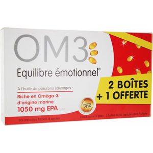 OM3 Emotioneel Evenwicht - Omega 3 - 1050 mg EPA - 180 Capsules (2 + 1 Gratis Promopack)