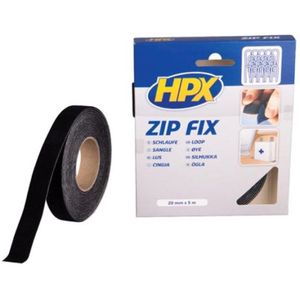 HPX zip fix klittenband (haak) - zwart 20mm x 5m