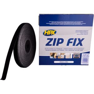 HPX - Zip Fix - Klittenband - Zwart - 20mm x 25m