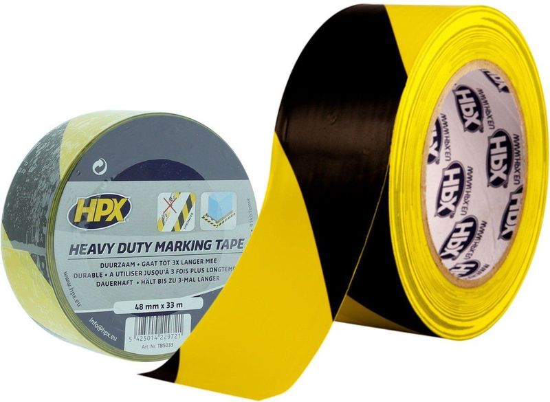 HPX - Markeringstape - Geel Zwart - Heavy Duty - 48mm x 33m