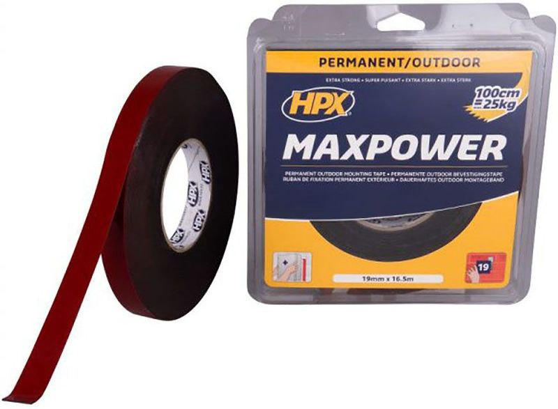 HPX - Max Power - Bevestigingstape - Zwart - 19mm x 16,5m - 10 Stuks