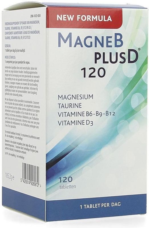 MagneBplusD - Magnesium, Vitamine D, Vitamines B, Foliumzuur en Taurine - 120 tabletten