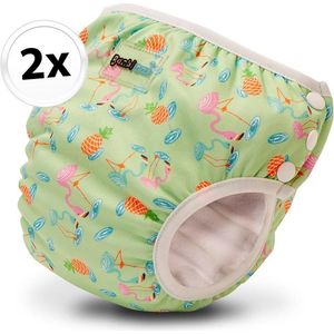 Bambinex wasbare zwemluier en oefenbroekje - 2 stuks - Flamingo XS