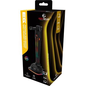 EgoGear - SAC1 - Universele Gaming Headset Stand - 4 USB 2.0 poorten - 6-in-1 RGB verlichting - Antislip rubberen voet