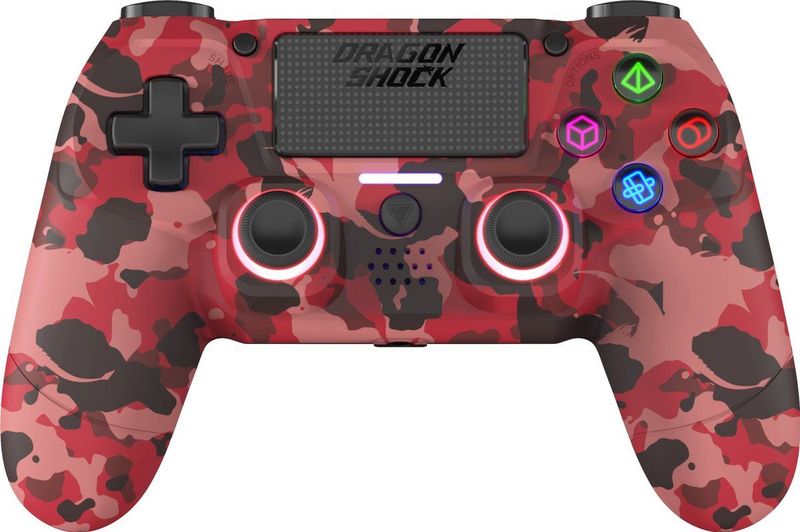 DragonShock MIZAR BT Draadloze Controller Rood Camo Geschikt voor PS4, PC en Mobile
