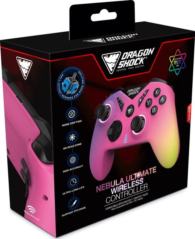 DragonShock - Nebula Pro - Draadloze Controller - Roze - Draadloze Gaming