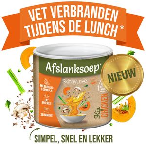 SkinnyLove Afslanksoep - Kip | Met vet verbranding | als voorgerecht of als maaltijd met crackers  | Gezond Knackebrod | Broodvervangers
